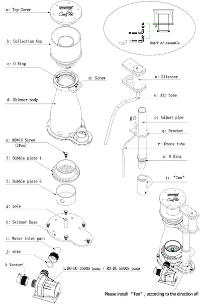 Octopus Reef Elite Internal protein skimmer setup